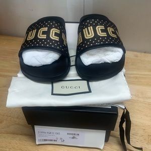 GUCCI T. Supreme Guccy Stars Rubber Slides